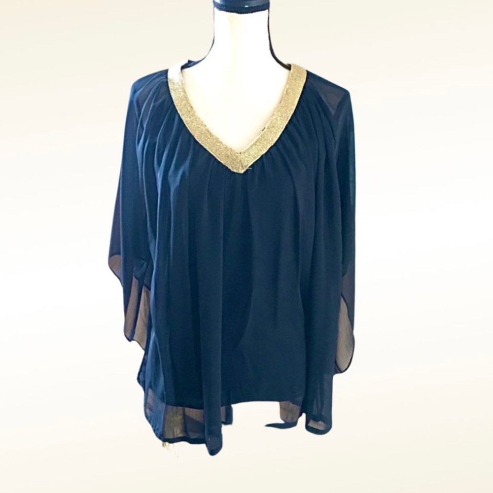 Gold Trim V-Neck Top